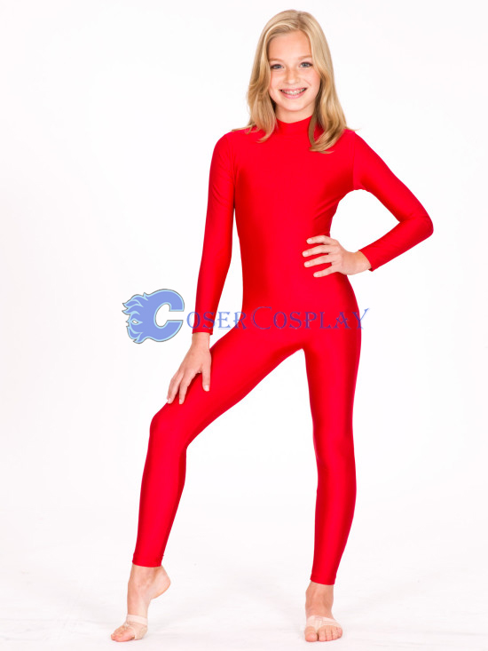 Simple Red Spandex Dance Catsuit